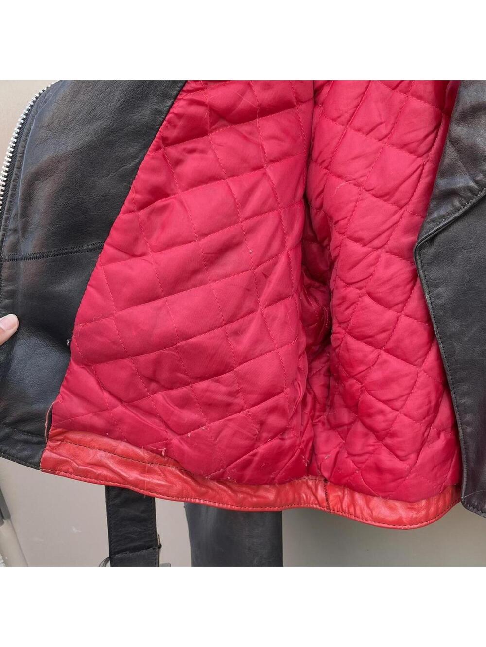 rare kerr leathers vintage 1980s black/brown & red jacket. men’s S or women’s M - Picture 6 of 8